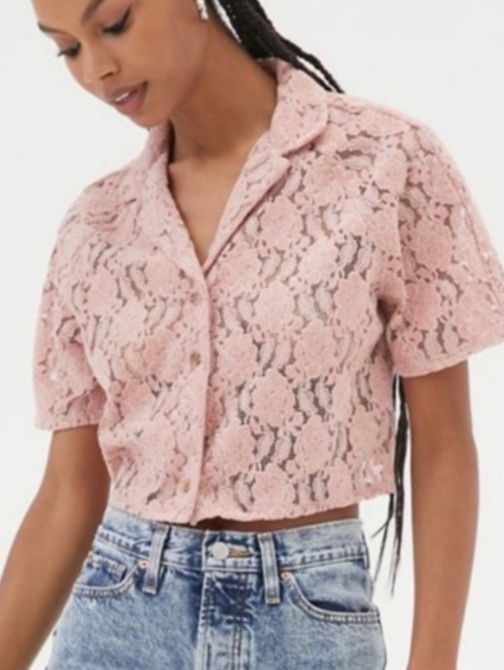 Urban Outfitters Button Front Pink Crop Top 💗